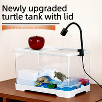 Grand terrarium rectangulaire en plastique pour tortues, avec plateforme de basking et système de filtration, idéal pour les tortues brésiliennes