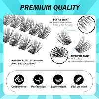 Kit de cils en grappe personnalisé avec logo, prix d'usine, courbure C, auto-greffe, effet yeux de chat, segments pré-coupés, ensembles de cils DIY