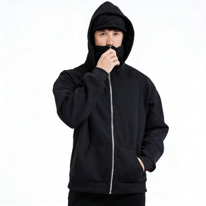 Sweat à capuche balaclava personnalisé avec logo brodé, coton 600 GSM, coupe ample, épaules tombantes, unisexe, streetwear, hiver, extérieur - Product Image 2