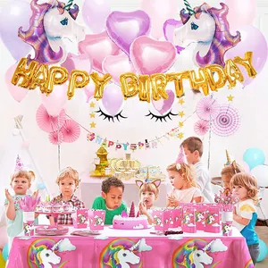 Nicro yeni gelenler 160 + adet çocuk bebek kız mutlu doğum günü süslemeleri iyilik seti Unicorn parti malzemeleri