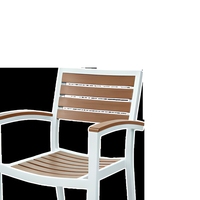 Chaise de jardin en aluminium blanc, fauteuil en plastique imitation bois, siège à lattes, mobilier de loisirs pour patio extérieur