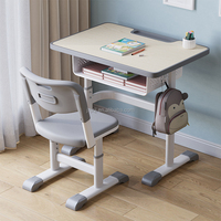 Ensemble Chaise et Bureau Scolaire Moderne à Hauteur Réglable, Mobilier Étudiant en Métal pour Chambre, Bureau à Domicile, Salon