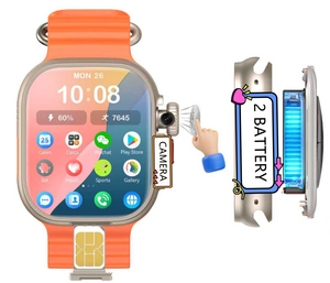 นาฬิกาสมาร์ทวอทช์ 2 แบตเตอรี่ รองรับ 5G 4G กล้องหมุนได้ หน้าจอ AMOLED ผู้ช่วยเสียง AI ดาวน์โหลดแอป รองรับ WIFI GPS พร้อมซิมการ์ด - Product Image 1