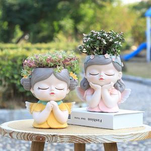 Criativo Modern Fairy Girl Resina Flower <span class=keywords><strong>Pot</strong></span>, adequado para pequenos vasos de plantio de flores, ideal para meninas bonitos usar - Product Image 4