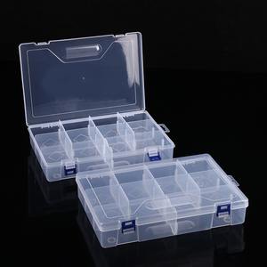 Caja de almacenamiento de plástico transparente con 10 compartimentos y tapa para joyería, herramientas de papelería y piezas pequeñas, caja organizadora de 29,7x19,7x5,8 cm - Product Image 2