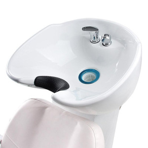 Poltrona da Parrucchiere Portatile dal Design Moderno con <span class=keywords><strong>Lavabo</strong></span> in Ceramica Bianca, Struttura in Acciaio Inossidabile Resistente, Include Cuscino <span class=keywords><strong>per</strong></span> il Collo e Lavandino - Product Image 2