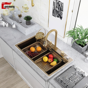 <span class=keywords><strong>Robinet</strong></span> de cuisine intelligent moderne en acier inoxydable noir avec cascade et lave-tasses, écologique, pour installation sous plan de travail - Usine d'éviers - Product Image 6