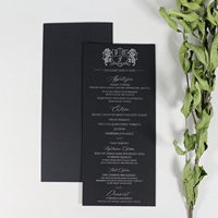 Fiesta de vacaciones Tarjetas de menú de cuero Programa personalizado Tarjeta de terciopelo Línea de tiempo Papel de estampado en caliente Menús de boda