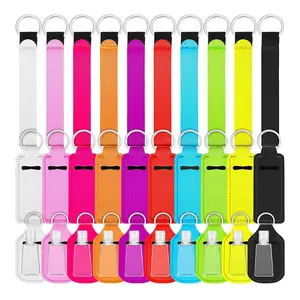 Self Defense Set 30ml 1oz Bottle Chapstick Lipstick Wristlet Lanyard Hand Sanitizer Holder Lip Gloss Balm Pouch Strap Keychain