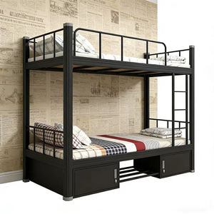 Современная металлическая двухъярусная кровать для взрослых со ступеньками, сверхпрочная и долговечная, экономит место, для использования в квартирах и больницах - Product Image 2