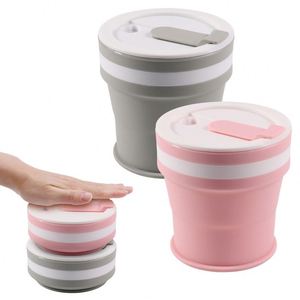 Outdoor Drinkware Portable 12oz Collapsible Silicone <b>Cups</b> Folding Camping <b>Cup</b> Foldable Reusable Travel to Go Coffee Mug With Lid - Product Image 5