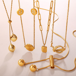 สร้อยคอสไตล์สาวหวานเท่แบบยุโรปอเมริกัน  วัสดุสแตนเลส  รูปทรงหยดน้ำ  พร้อมพู่ห้อย  เหมาะสำหรับผู้หญิง - Product Image 1