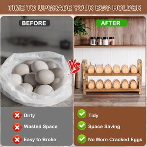Soporte de madera para huevos, organizador y estante de almacenamiento estilo rústico con asa para guardar huevos de gallina/pato/codorniz/pavo/huevos de Pascua - Product Image 2