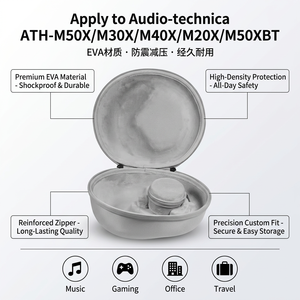 Étui pour <span class=keywords><strong>casque</strong></span> <span class=keywords><strong>Audio</strong></span>-<span class=keywords><strong>Technica</strong></span> ATH-M50X/M30X/M40X/M20X/M50XBT sans fil et <span class=keywords><strong>filaire</strong></span>, en toile, résistant aux chocs et étanche - Product Image 3