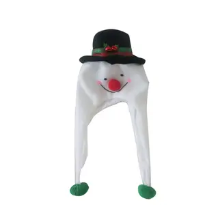 Chapéu de boneco de neve de natal adorável com bolas de cabelo e chapéu superior novidade acessório de natal boné adorável para festas e feriados