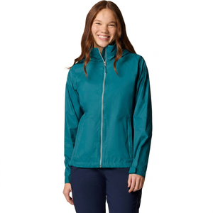 Teal Windproof Zip-Up Windbreaker <b>Jacket</b> With LOGO Stand Collar And Regular Fit For Autumn Casual Wear Design Your Own - Product Image 1