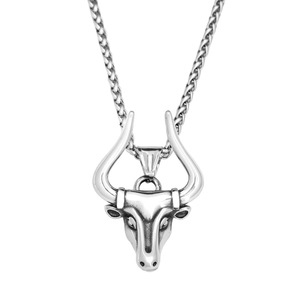 Collar con colgante de cabeza de toro de acero inoxidable yunique, accesorio de regalo de joyería de moda con forma de animal para hombre - Product Image 5