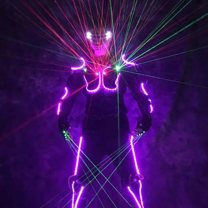 LED Suit Costumes Clothes LED Lights Luminous Laser battle suit Stage Dance Performance Show Dress