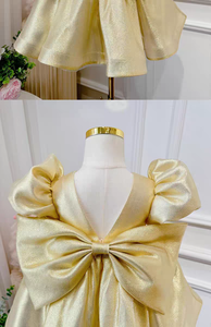 Robe de princesse unie avec nœud pour filles, nouvelle collection 2025, haut de gamme, pour <span class=keywords><strong>mariage</strong></span> et anniversaire d'un an - Product Image 6