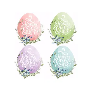 वाटरकलर बंनी फूल खुश स्पष्ट लेबल ईस्टर टोकरी और ईस्टर सजावट के लिए अंडे स्टिकर