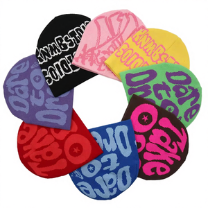 Gorra de punto jacquard con diseño de letras Y2K de algodón y acrílico Gravity Visions, la más moderna de Gucha Sports para venta al por mayor. - Product Image 3