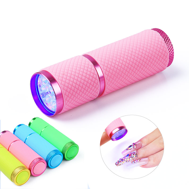 2023 Gel Curing Lamp Nail Polish Cure Light Mini Fast Nail Dryer 9 Led Uv Light Flashlight Mini Nail Lamp