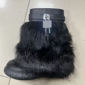 Fuzzy Lock Decoration Non-Slip Outdoor Fashion Winter Plush Snow <b>Boots</b> - Product Image 2