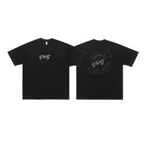 T-shirt décontracté pour homme en coton 100% tricoté, à col tombant, surdimensionné, personnalisé avec des strass, respirant, de haute qualité et élégant - Product Image 5