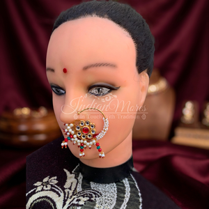 แหวนจมูกประดับลูกปัดหลากสีทำมือสไตล์อินเดีย สำหรับศาสนาฮินดู - Product Image 3
