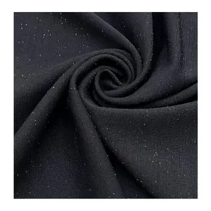 Black 4 way stretch metallic lurex plain dyed glitter nylon knitted jersey fabric for clothing swimwear