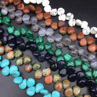 Perles en pierres précieuses naturelles, forme goutte, percées sur le dessus, Agate, Howlite, Aventurine, Turquoise, Opalite, pour la fabrication de colliers
