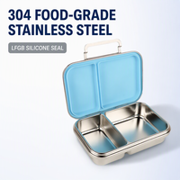 Boîte à lunch pour enfants mignonne en acier inoxydable 304, étanche, 2 compartiments, hermétique, chauffable au micro-ondes, sans BPA, qualité alimentaire, pour l'école et les voyages