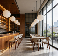 Meubles de restaurant commerciaux sur mesure, ensemble table et chaises en bois de frêne massif, solutions pour projets d'hôtels, cafés et bars haut de gamme