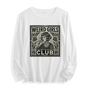 Soft Fabric "Weird Girls Club Vintage Graphic" Long Sleeve <strong>T</strong> <strong>Shirt</strong> Multi Colors - Product Image 4
