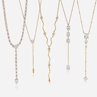 Collier en Zircon de Luxe Léger en Forme de Y avec Breloques Brillantes Raffinées et Étanche, Vente en Gros, Accessoires de Bijouterie de Haute Qualité TGXL15510