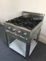 Peralatan Memasak Gas Komersial Tugas Berat 4-Tungku 2-Cincin Kompor Api Terbuka dengan Sistem Keamanan Terintegrasi