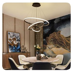 Moderne <span class=keywords><strong>3</strong></span>-Ring-LED-Pendelleuchte für die Wohnkultur, Hängelampe aus Eisen für Schlafzimmer, Wohnzimmer, Esszimmer, Innenbeleuchtung, kleine Größe - Product Image 3