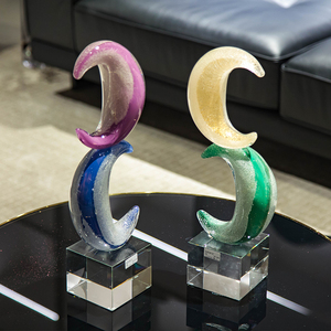 Oggetti decorativi in vetro e cristallo di lusso leggero di fascia alta fatti a mano unici a forma di luna decorazioni <span class=keywords><strong>Ramadan</strong></span> - Product Image 1