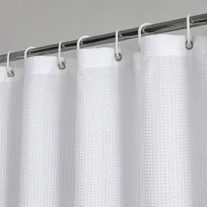 OWENIE Rideau de douche en tissu blanc bon marché avec texture gaufrée Vente à chaud Unique Personnalisé Mode Nouveau Produit
