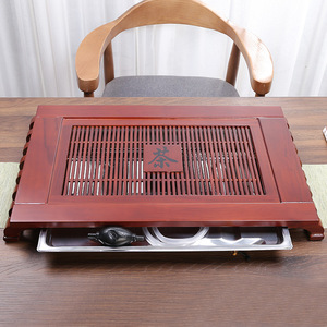 Solid Wood <b>Tea</b> <b>Tray</b> With Stainless Steel Base Drainage Kung Fu <b>Tea</b> Table Heat Resistant Flat Design For Afternoon <b>Tea</b> - Product Image 3