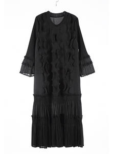 Elegante <span class=keywords><strong>gonna</strong></span> alla moda di media lunghezza nuova manica <span class=keywords><strong>a</strong></span> <span class=keywords><strong>campana</strong></span> larga con perline <span class=keywords><strong>a</strong></span> pieghe <span class=keywords><strong>a</strong></span> tinta unita floreale Casual accessibile per la primavera - Product Image 3