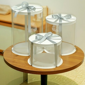 Boîte à gâteau en plastique avec logo personnalisé, couvercle en dôme et poignée dorée pour gâteau d'anniversaire de 10 pouces et boîtes de cadeaux pour fêtes - Product Image 6