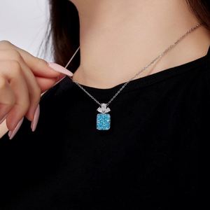 Dylam Exclusive Design S925 Silver Hypoallergenic Link <b>Chain</b> 8A Crushed <b>Iced</b> <b>Out</b> Cut Cubic Zirconia Rectangle Pendant Necklaces - Product Image 2