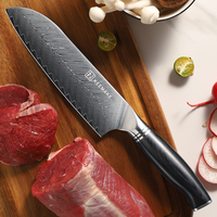 Couteau Santoku 7 pouces, acier Damas 67 couches, cœur VG10, ultra-affûté, couteau de cuisine japonais avec manche en bois Pakka, couteau de chef