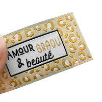 Étiquettes brodées bio personnalisées, étiquettes tissées pour vêtements, étiquettes de col tissées, étiquettes en coton à coudre sur le col