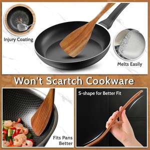Gift 9-Piece Natural Teak Wood <b>Kitchen</b> Utensil Set Spoon Rest Holder Spatula Salad Fork Wooden Spoon-Dishwasher Safe - Product Image 4