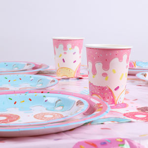 Sweet One Donut Thème Anniversaire Assiettes En <span class=keywords><strong>Papier</strong></span> Tasses Serviettes Convient pour Donut 1er Anniversaire Garçon ou Fille Fête Fournitures Décorations - Product Image 2