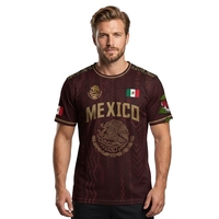Maillot de l'équipe nationale du Mexique en polyester/coton 220g, imprimé en sérigraphie, design formel uni