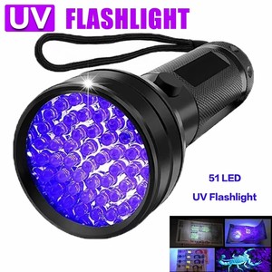 Lampe torche à lumière noire <span class=keywords><strong>ultra</strong></span>-violette super brillante, pile AA, 51 <span class=keywords><strong>LED</strong></span>, <span class=keywords><strong>ultra</strong></span>-violette 395 nm, lampe torche UV pour la chasse aux scorpions - Product Image 1