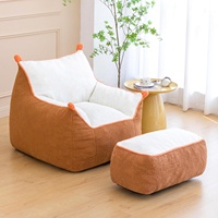 Fauteuil pouf géant moderne en forme de L pour adultes, en tissu polaire doux, garni de mousse à mémoire de forme, amovible et lavable, canapé de sol
